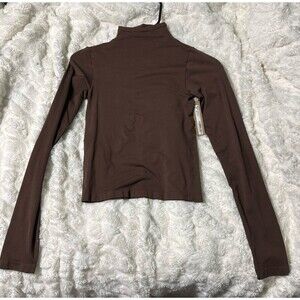 Skims Soft Smoothing Turtleneck Long Sleeve T-shirt cocoa small